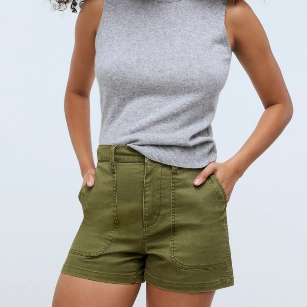 NWT Madewell The Perfect Vintage Fatigue Shorts Womens 25 Olive Green High Rise